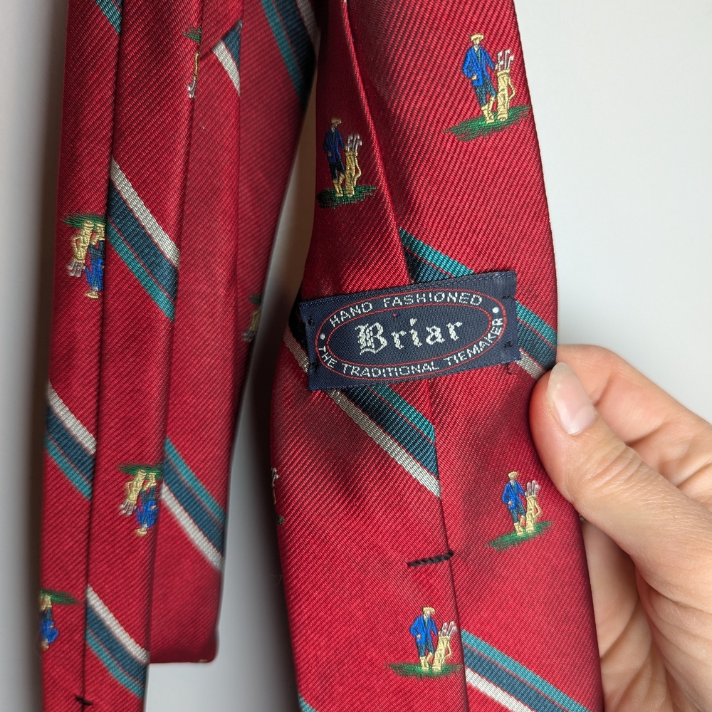 Briar 100% Silk Red Golfer Patterned Tie